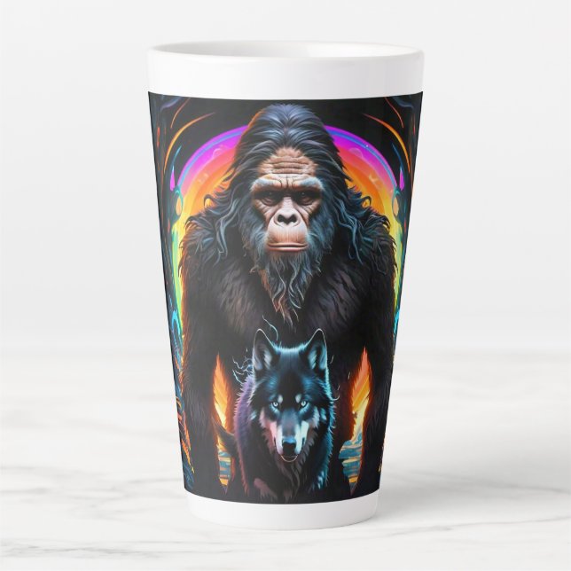 Bigfoot Wolf farbiges Portal Milchtasse (Vorderseite)
