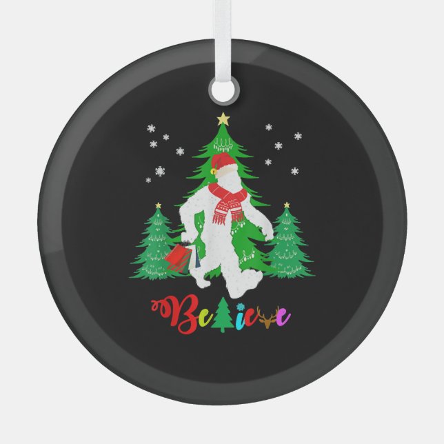 Bigfoot Yeti Sasquatch Weihnachten Glaube Weihnach Ornament Aus Glas (Vorderseite)