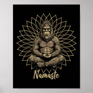 Bigfoot Yoga Namaste Meditierendes Zen-Design Poster
