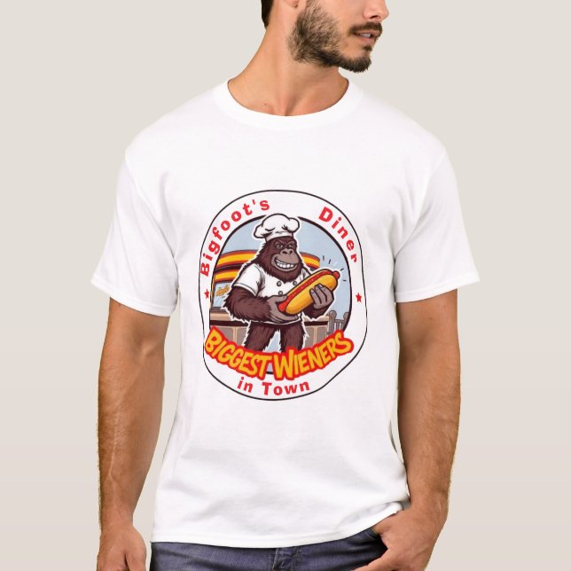 Bigfoot's Diner Biggest Wieners In Town T-Shirt (Vorderseite)