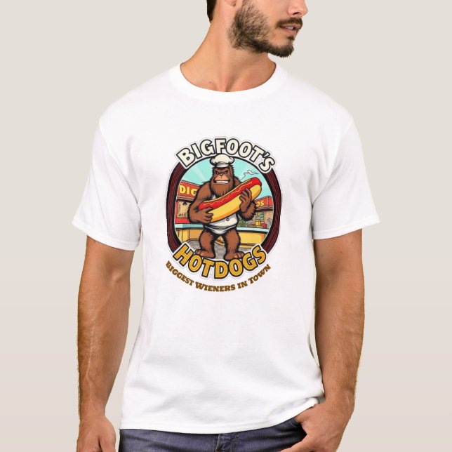 Bigfoot's Hotdogs Biggest Wieners In Town T-Shirt (Vorderseite)