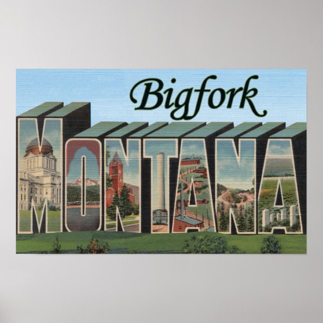 Bigfork, Montana - Große Briefmarkenszenen Poster (Vorne)