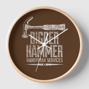 Bigger Hammer Handyman Services White Gfx Brown BG Uhr