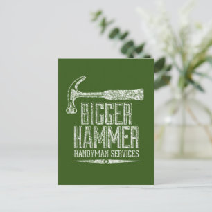 Bigger Hammer Handyman Services White Green Vert Postkarte