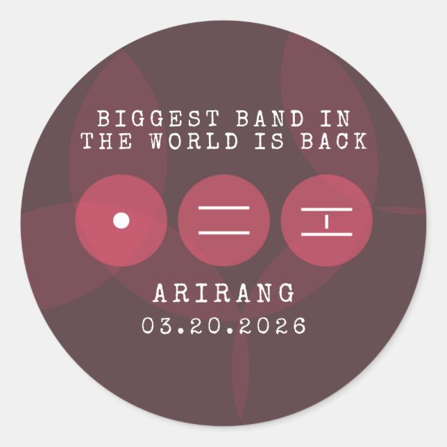 Biggest Band in the World Is Back ARIRANG Comeback Runder Aufkleber (Vorderseite)