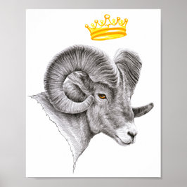 Bighoram mit Crown Aries Zodiac Tierart Poster