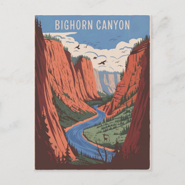 Bighorn Canyon Vintag Postkarte (Vorderseite)