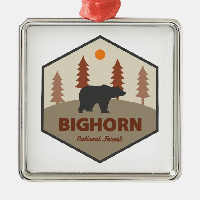 Bighorn National Forest Wyoming Bear Ornament Aus Metall (Vorne)
