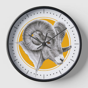 Bighorn Ram Animal Art Aries Zodiac signalisieren  Uhr
