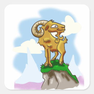 Bighorn Ram Quadratischer Aufkleber