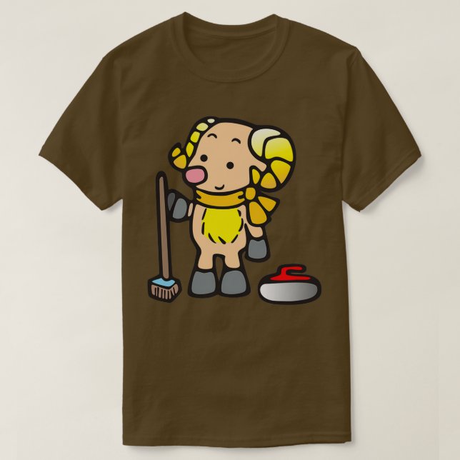 Bighorn Sheep Playing Curling Classic TShirt (Design vorne)