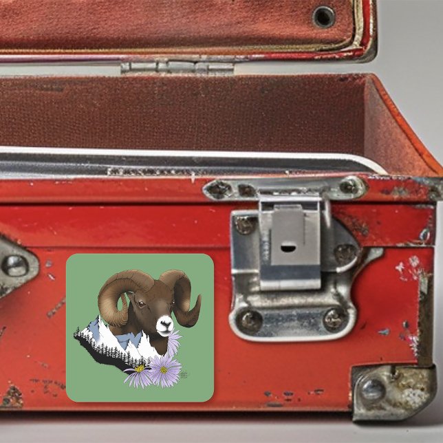 Bighorn Sheep Quadratischer Aufkleber (Von Creator hochgeladen)