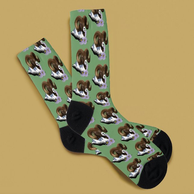 Bighorn Sheep Ram Green Mountains Socken (Von Creator hochgeladen)