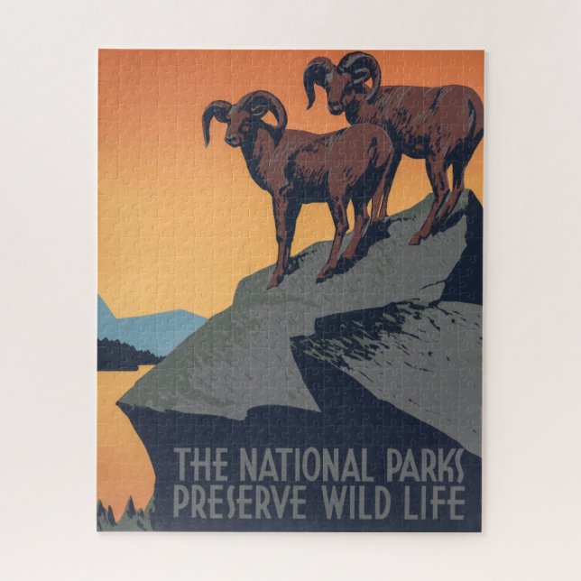 Bighorn Sheep Sunset Poster Jigsaw Puzzle (Vertikal)