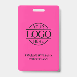 Bight Pink Employee ID with Custom Business Logo Ausweis