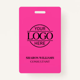 Bight Pink Employee ID with Custom Business Logo Ausweis