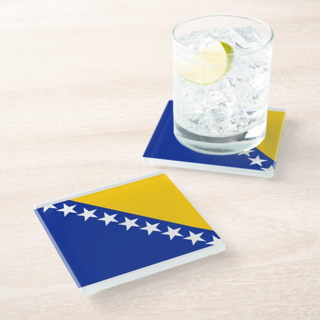 BiH Flag Coaster Glasuntersetzer (Schrägansicht)