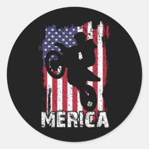 Bike American Flag Merica Motocross 4. Juli Bo Runder Aufkleber