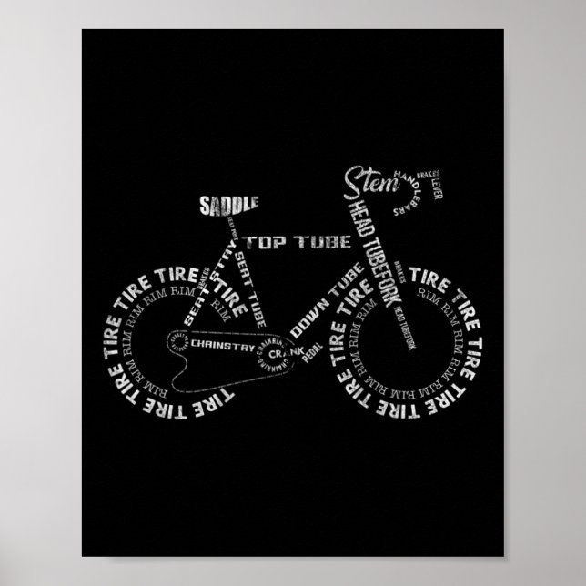 Bike Bicycle Parts Biking Cycling Bike Rider Cycli Poster (Vorne)