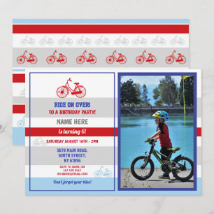 Bike Birthday Fahrrad Reiten Party Red Boys Foto Einladung