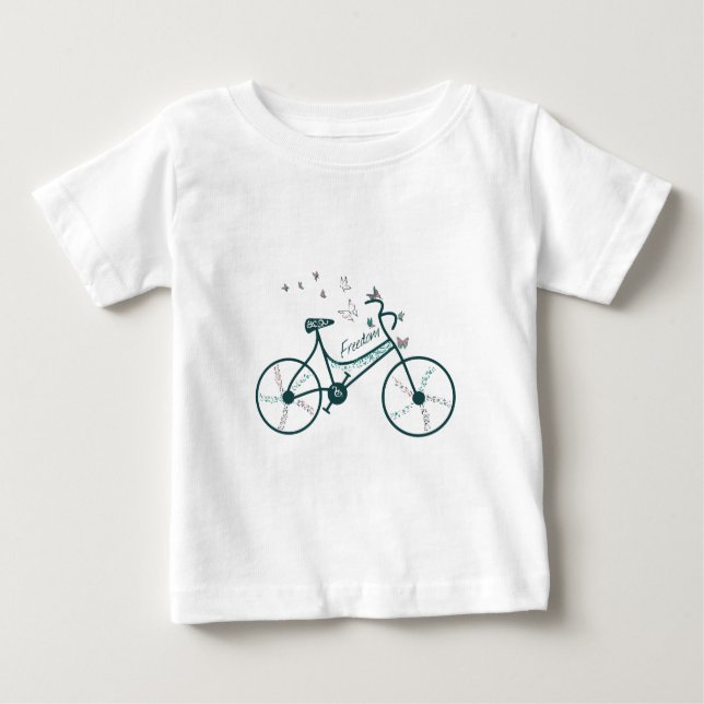 Bike Butterflies & Blume Freiheit Design Baby T-shirt (Vorderseite)