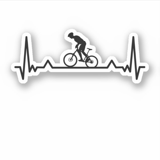 Bike Cycling Heartbeat Line Funny Gifts Aufkleber (Vorderseite)
