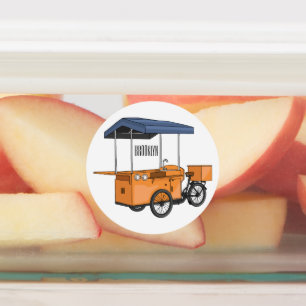 Bike food cart cartoon illustration etiketten
