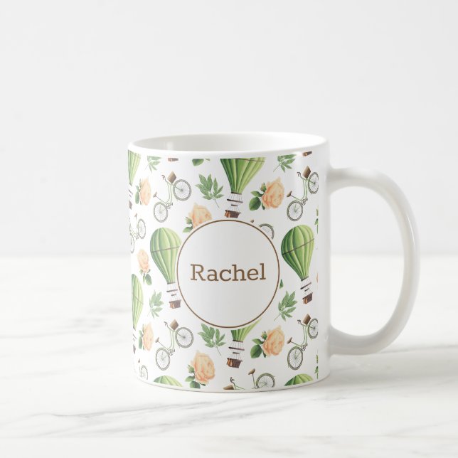 Bike, Heißluftballon und Rose Muster kundenspezifi Kaffeetasse (Rechts)