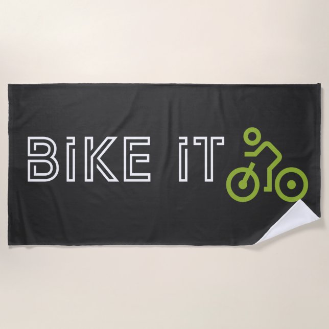 BIKE IT - Green Biking Symbol Strandtuch (Vorderseite)