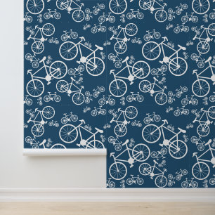 Bike Jumble Muster Dunkelblau Tapete