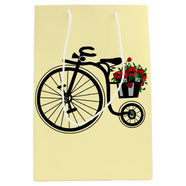 Bike mit Blume Geschenktasche - individuell einste Mittlere Geschenktüte (Vorderseite)