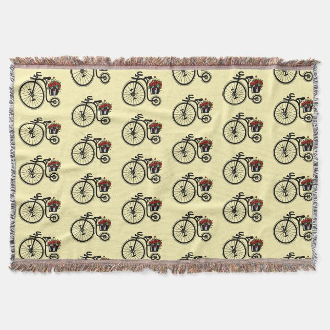 Bike mit Blume werfen Blanket Decke (Vorderseite)