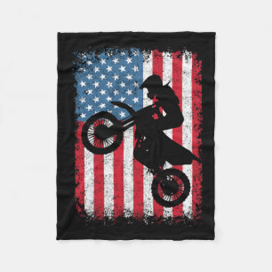 Bike Motocross Biker American Flag 4. Juli Junge Fleecedecke