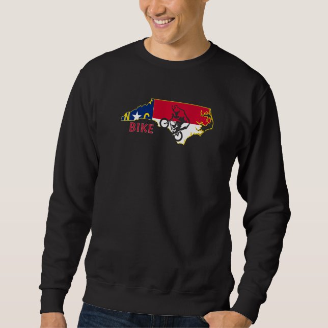 Bike North Carolina Bear Cyclist Nc Map Flag Cycli Sweatshirt (Vorderseite)
