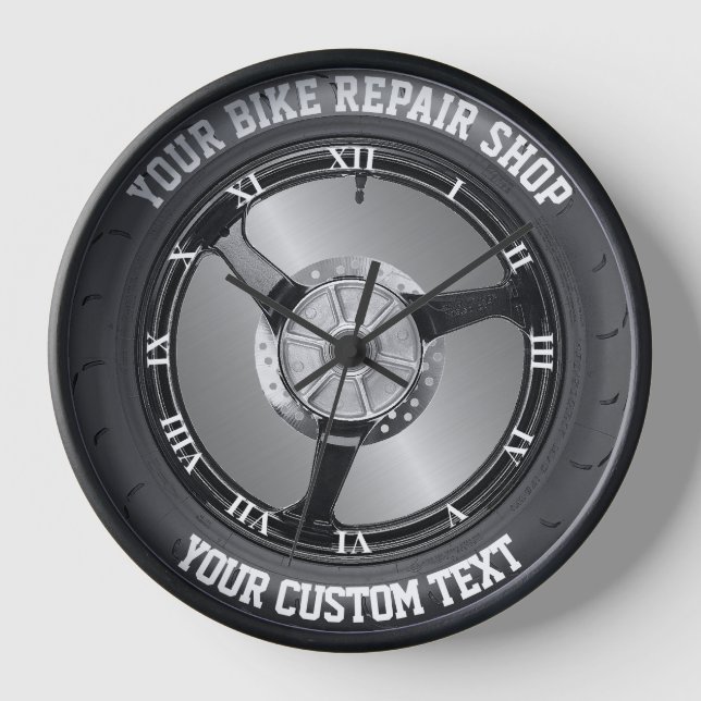 Bike Parts Shop Toire Reparatur Motorrad Service Uhr (Vorderseite)