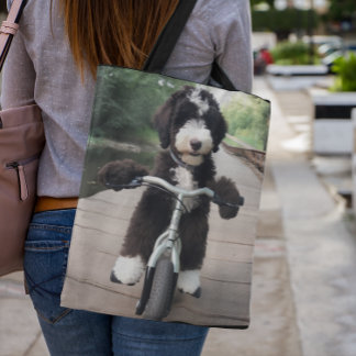Bike Reiten Bernedoodle Tote Tag