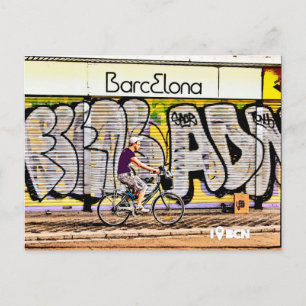 Bike riding on Barcelona, Spain Postkarte