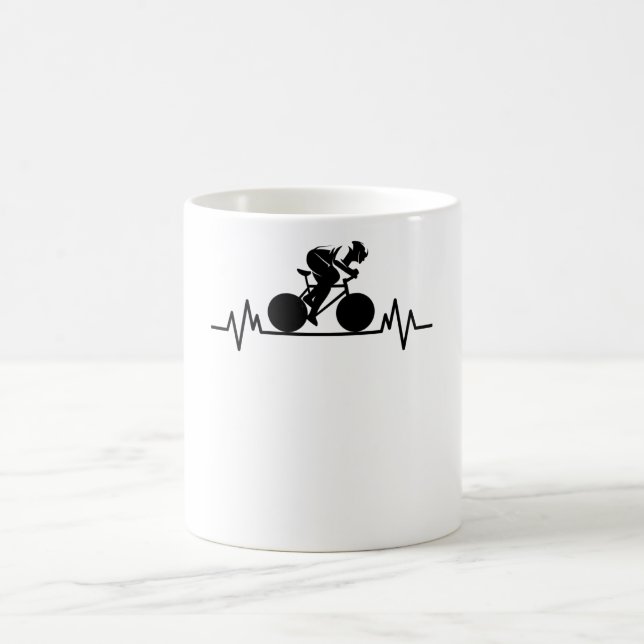 Bike Road Heartbeat Design Bicycle Gift Kaffeetasse (Mittel)