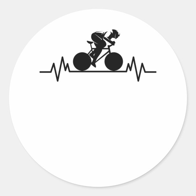 Bike Road Heartbeat Design Bicycle Gift Runder Aufkleber (Vorderseite)