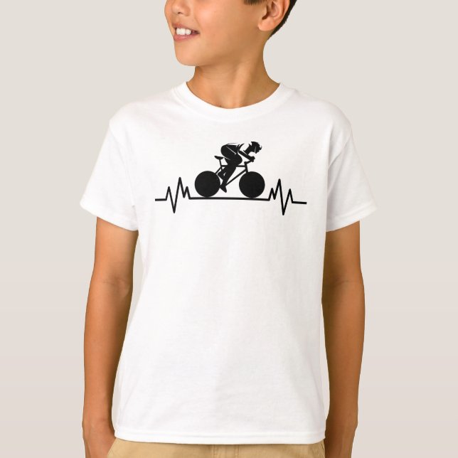 Bike Road Heartbeat Design Bicycle Gift T-Shirt (Vorderseite)