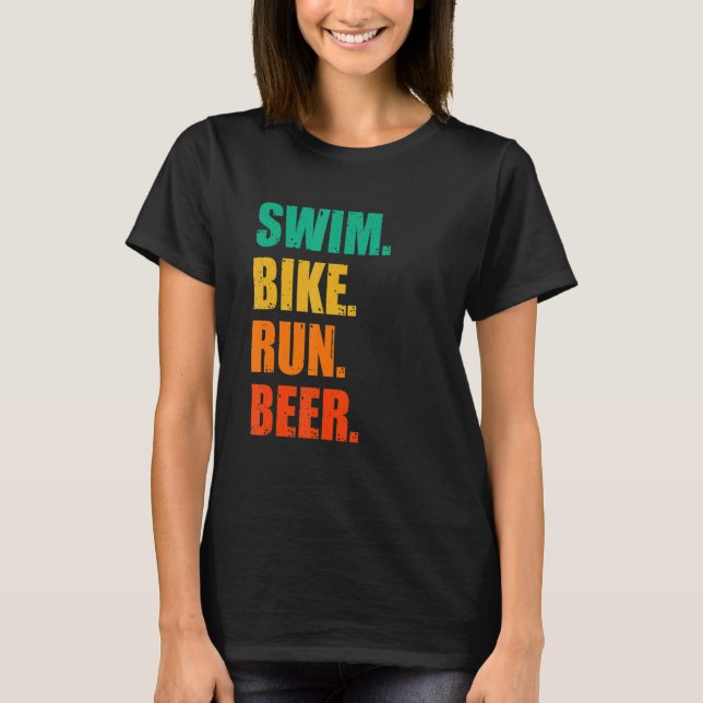 Bike-Run-Bier beim Schwimmen mit dem Fahrrad T-Shirt (Vorderseite)