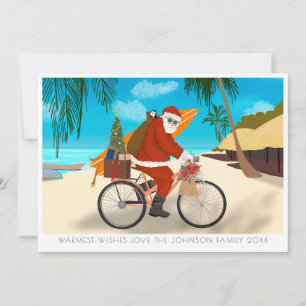 Bike Santa Tropical Island Sommerurlaub Feiertagskarte