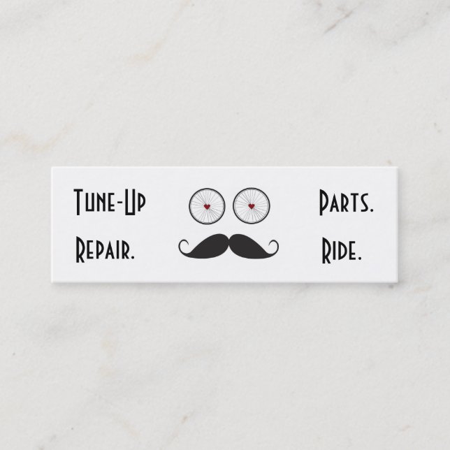 Bike Shop Handlebar Mustache Business Card Mini Visitenkarte (Vorderseite)