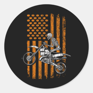 Bike Skeleton Halloween Men Boys Dirt Bike Fan T-S Runder Aufkleber