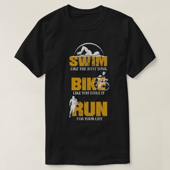 Bike Swim Run Triathlon Hobby Sport Game Geschenk  T-Shirt (Design vorne)