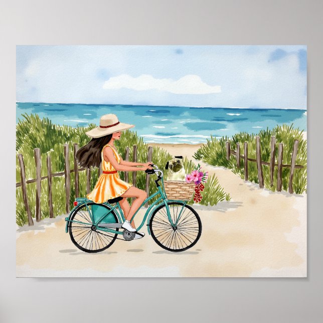 Bike: The Beach Wasserfarbe Poster (Vorne)