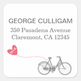 Bike und Herzklopfen - Hochzeitspass Quadratischer Aufkleber