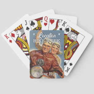 Bike Week Poker Run Vintage Optik Paarnamenszug St Spielkarten