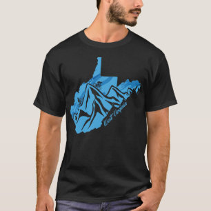 Bike West Virginia Staat Kontur Blues T-Shirt