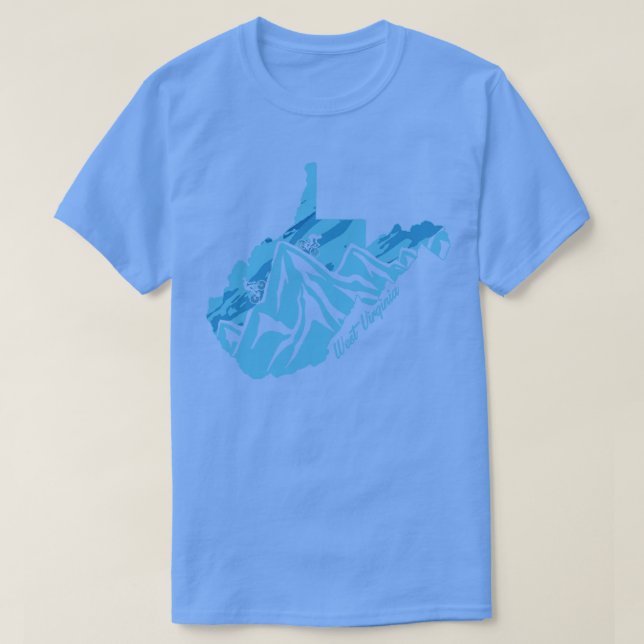 Bike West Virginia Staat Kontur Blues T-Shirt (Design vorne)